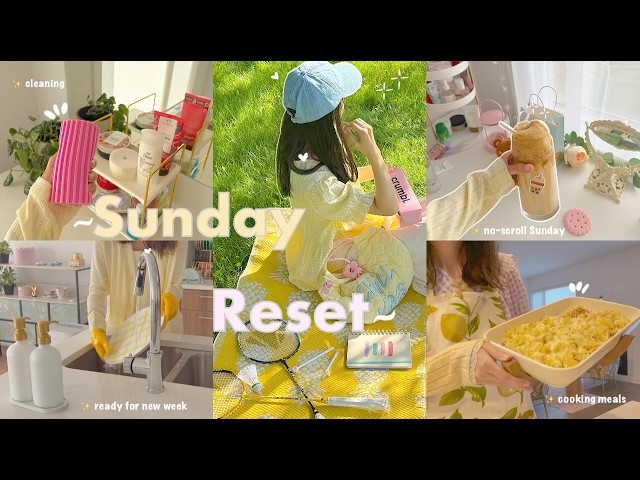 Sunday reset routine 🧺🎀 deep cleaning & organizing, prep for the new week, being productive