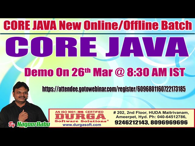 CORE JAVA Online Training in DURGASOFT