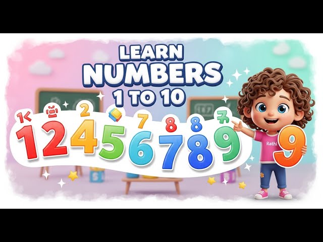 Learning Numbers Educational Math Flashcard in Green and Blue Colorful and Fun Style!!