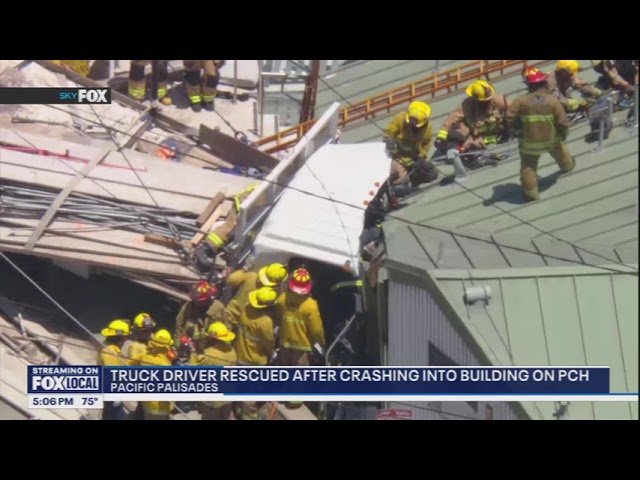 FOX 11 News at 5pm Truck Crashes into Building on PCH, Driver Trapped 2026 07 30
