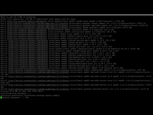 Ubuntu Linux MySQL (MariaDB) Kurulumu  Veritabanı Yönetimi & Güvenlik Ayarları