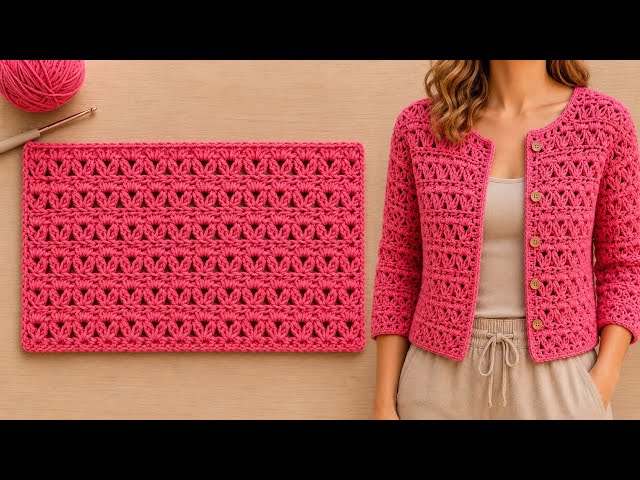 Stunning 2-Row Repeat Crochet Pattern for Beginners | Easy Stitch for Cardigans & Scarves 🧣🌸