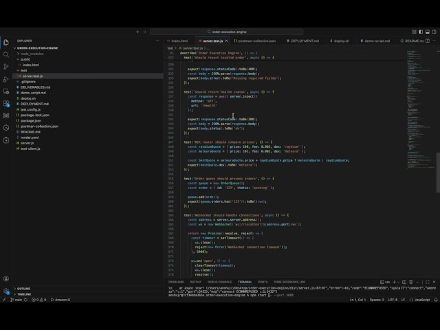 Backend Task 2: Order Execution Engine(Eterna Labs)