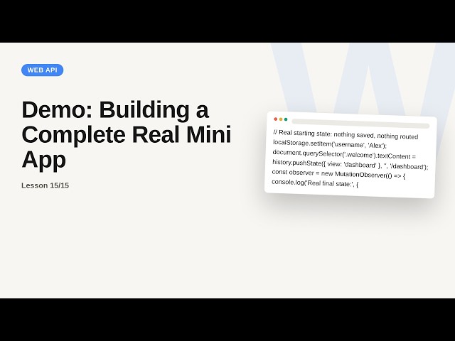 Browser & Web APIs Series: Demo: Building a Complete Real Mini App