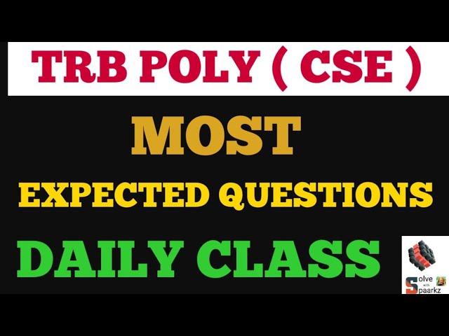 MOST IMPORTANT QUESTIONS | TRB POLYTECHNIC CSE PREPARATION 2022 / ONLINE COACHING CLASSES IN TAMIL