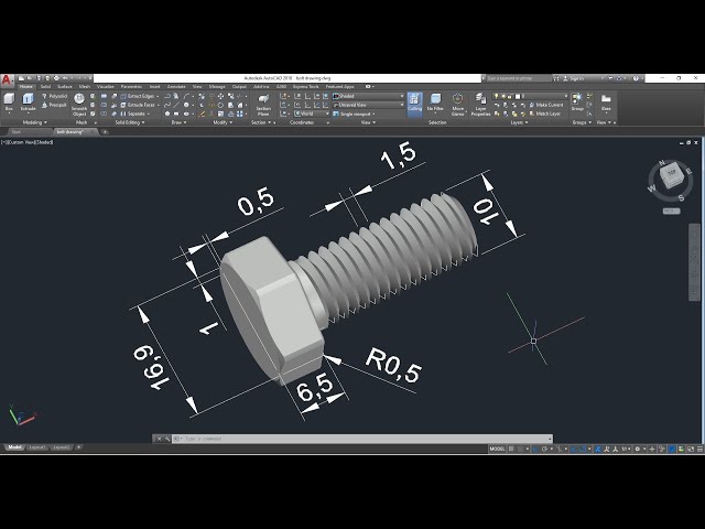 AutoCAD 3D, how to drawing 3D bolt