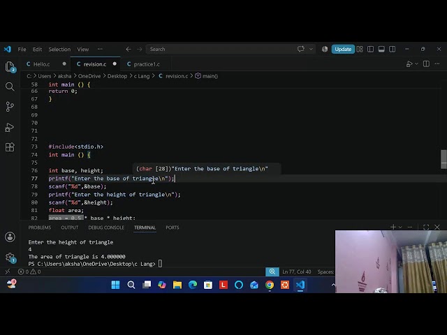 vs code practice c programing live with me Day 1 #live #virallive #programming #practice