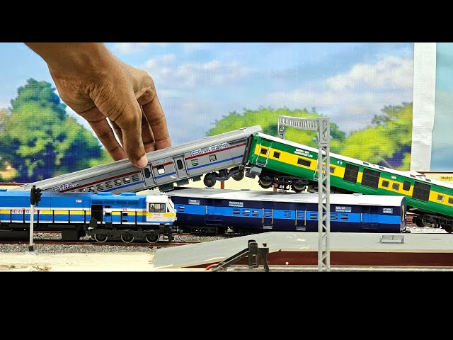 Mixed Express Train Model Chain Pulling at Platform ● HO Scale India Train Model