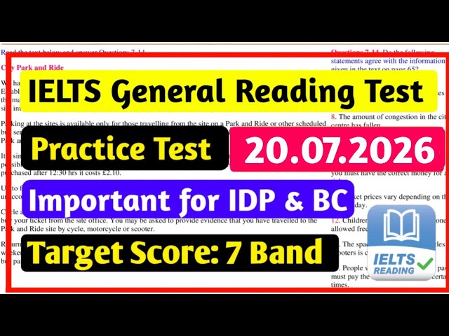 IELTS Reading General Training Practice Test 2026 With Answers | IELTS Reading Test General Training