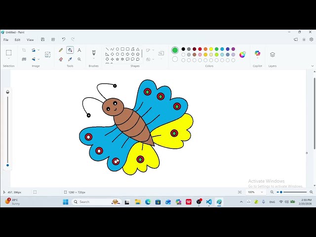 Colorful Butterfly Drawing Step by Step | MS Paint Tutorial