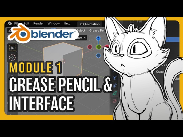 Blender 2D Animation Basics for Beginners - Grease Pencil UI, Tools & Your First Sketch