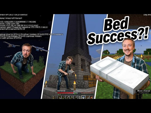 Surviving One Chunk Minecraft 4: Can I Finally Get a Bed?!