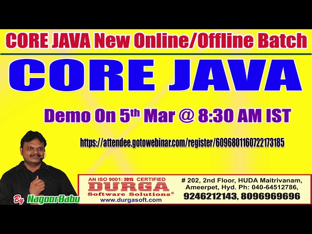 CORE JAVA Online Training in DURGASOFT