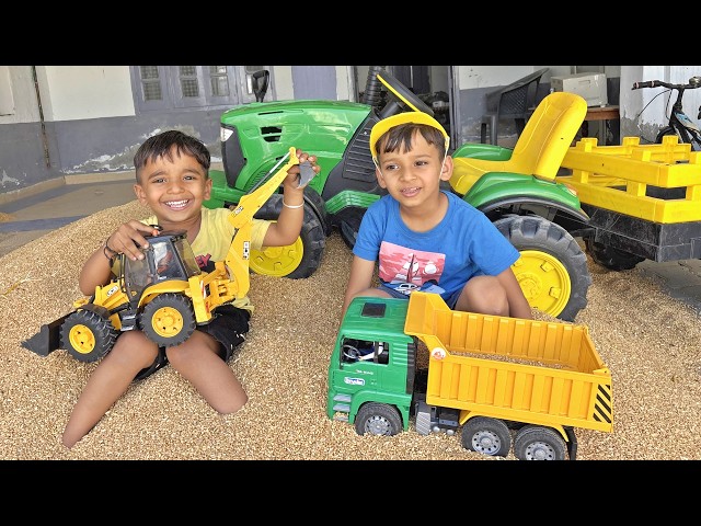 Kids Farm Play with JCB & Tractor | Harvesting Crops with Combine Machine
