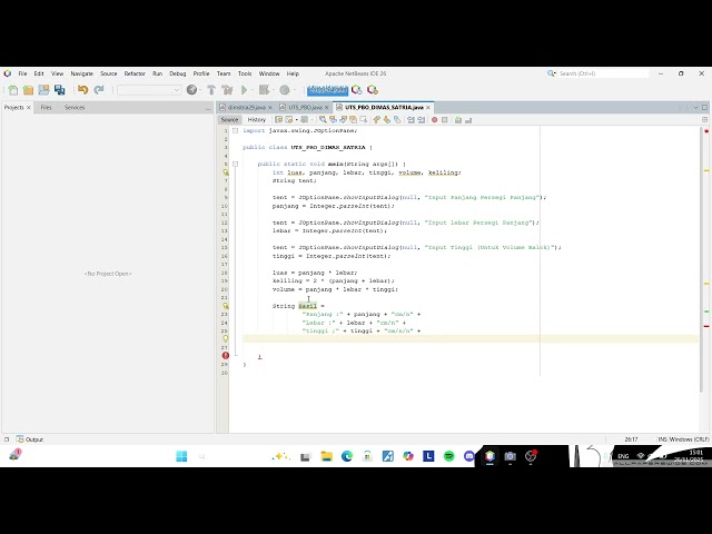 Membuat Rumus Balok Menggunakan JOptionPane di Java. (UTS PBO). Dimas Satria (2409010248)
