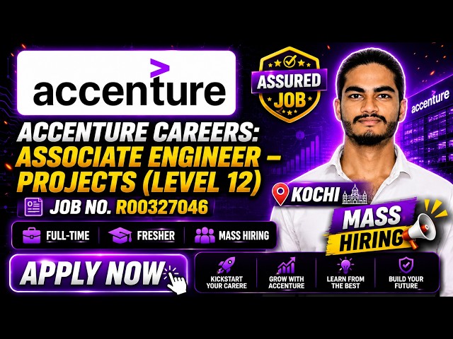 Accenture Associate Engineer Hiring 2026 | Project Management Jobs | Kochi | Freshers Apply Now
