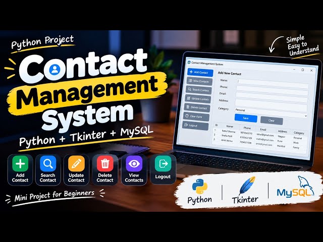 Contact Management System Using Python, Tkinter & MySQL | Python Mini Project