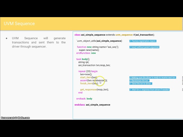 Course : UVM in Systemverilog 3 : L5.10 : Writing Sequence Class