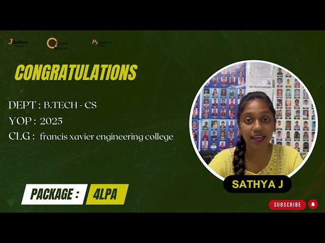 Congratulations Sathya J for getting placed as a java developer