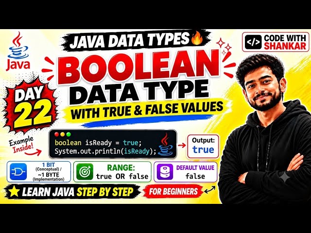 Boolean Data Type in Java 🔥 | True vs False | Example & Important Concepts | Java Tutorial in Hindi