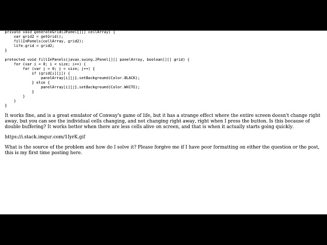 Having trouble making the JPanels inside Jgrid react to change immediately