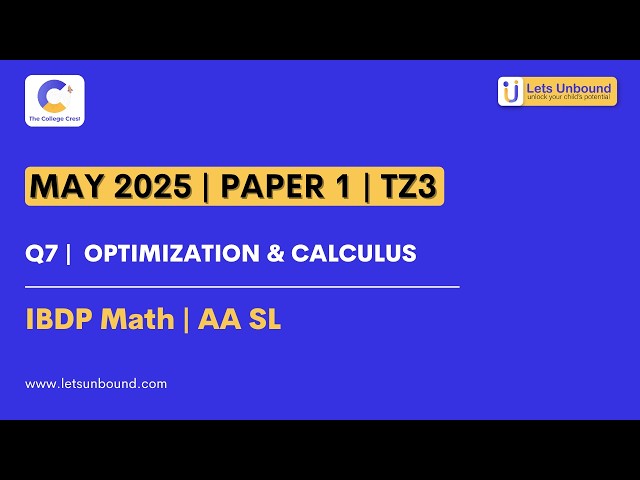 IB Math AA SL May 2025 TZ1 Paper 1 Q7 Explained | Optimization & Calculus Solution