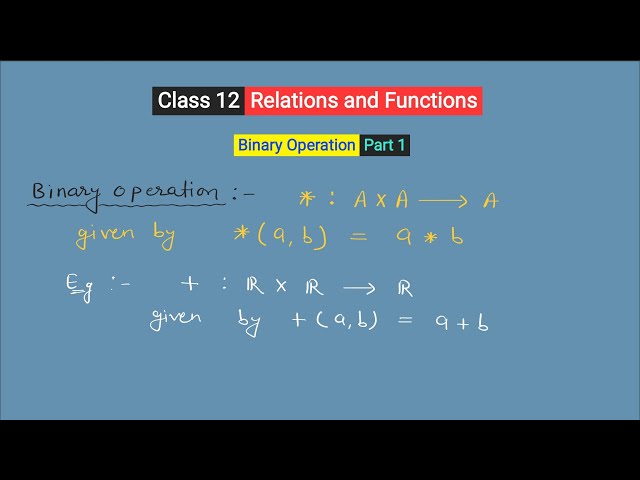 Class 12 NCERT Maths || Chapter 1 Relations and Functions || Lecture 25 Binary Operations Part 1