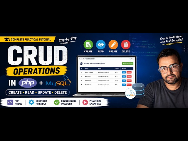 PHP CRUD Operations using MySQL | Complete Beginner Tutorial | XAMPP + VS Code #php #bca #website