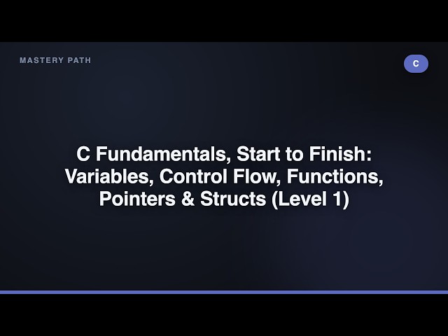 C Fundamentals, Start to Finish: Variables, Control Flow, Functions, Pointers & Structs (Level 1)
