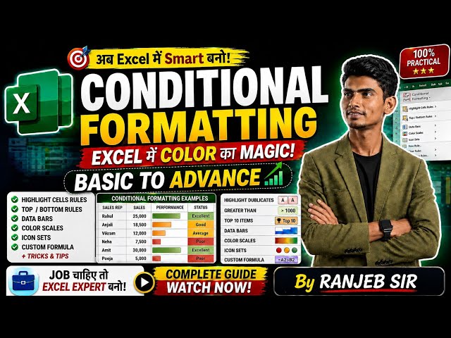 Conditional Formatting in Excel | Basic to Advanced | Powerful Tricks | Complete Tutorial in Hindi
