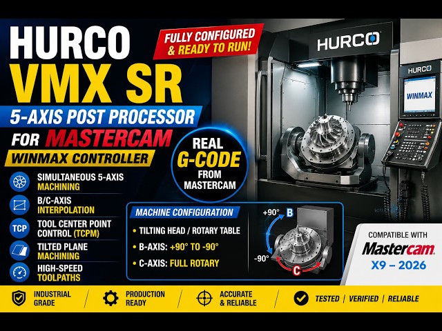 HURCO VMX SR 5-Axis CNC Post Processor for Mastercam  WINMAX  BC Axis  Real G-Code