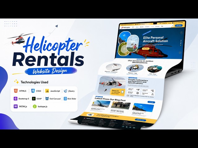 🚁 Helicopter Rentals Website Design | HTML CSS Responsive Landing Page