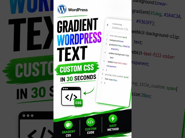 WordPress Gradient Text with Custom CSS 🔥 #shorts