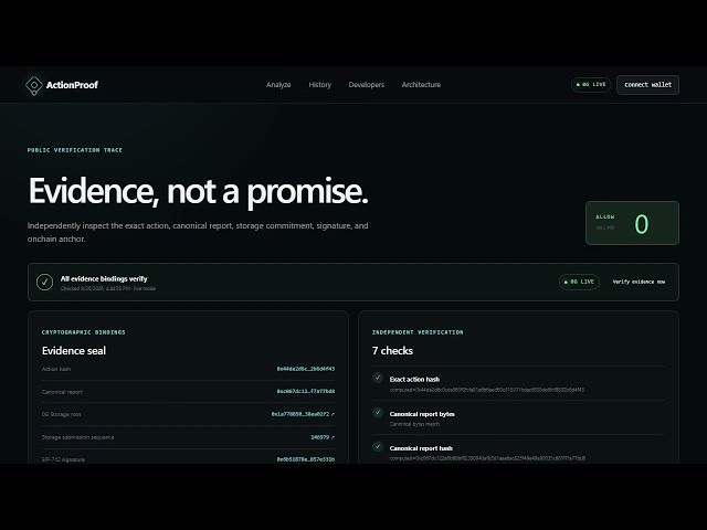 ActionProof: Firewall de ejecución verificable para agentes de IA en 0G | Demo