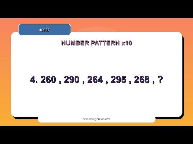 Number Pattern Challenge #0937 | 10 Number Pattern Practice Questions