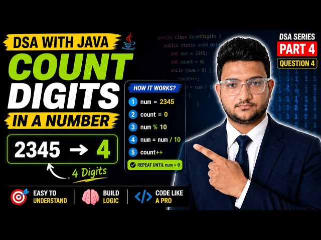 Count Digits in a Number in Java 🔥 | DSA with Java Part 4 | While Loop Explained
