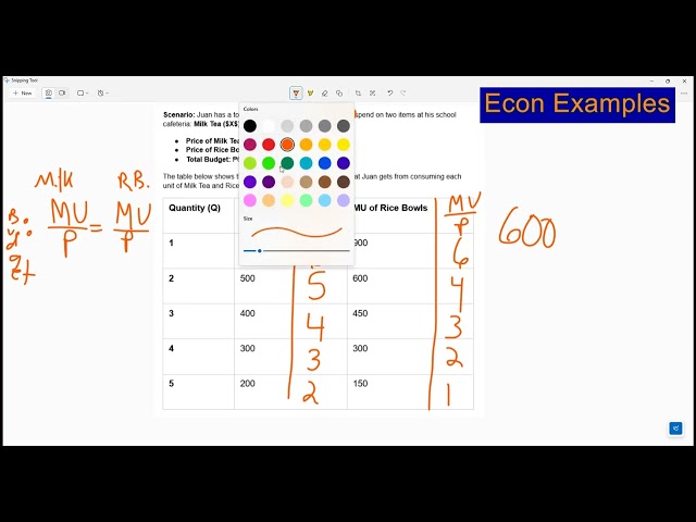 Utility Maximization Math: Milk Tea vs. Rice Bowls (Equi-Marginal Principle)