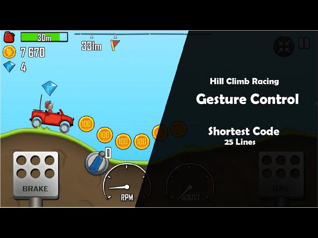 Hill Climb Racing Gesture Control | Shortest Code Tutorial | Opencv | CVzone | Python Project | 2022