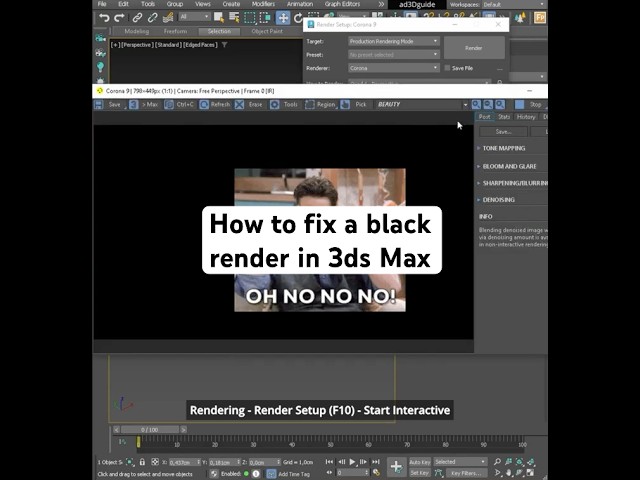 How to fix a black render in 3ds Max @ad3dguide - Short 3ds Max tutorial for Beginners #3dsmaxcorona