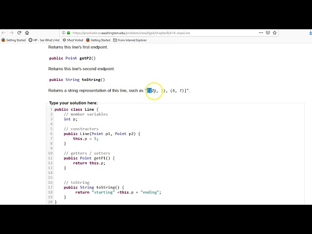 Building Java Programs Ch 8 Exercise 8.14 classLine