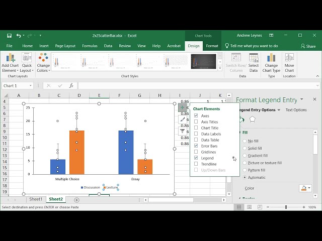 Creating publication quality bar graph (with individual data points) in excel