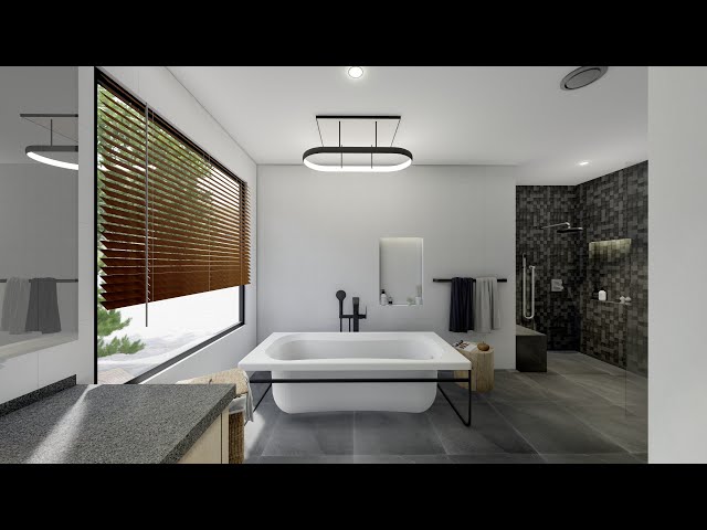 360° Panoramic View - Modern Master Bathroom and Kid Bathroom Remodel - Vita Studio