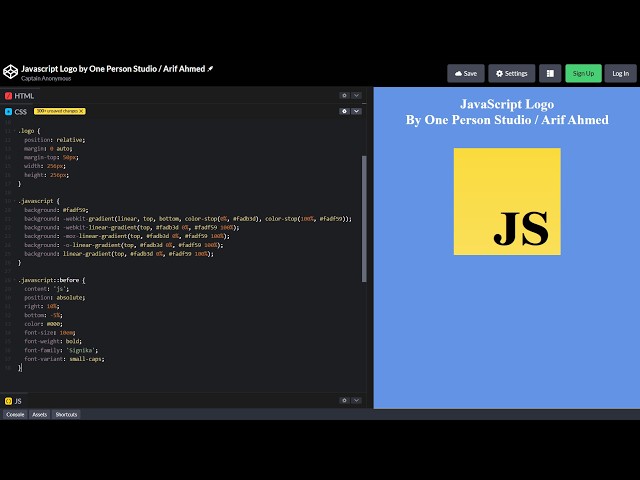 ASMR Programming - JavaScript Logo in HTML & CSS - No Talking
