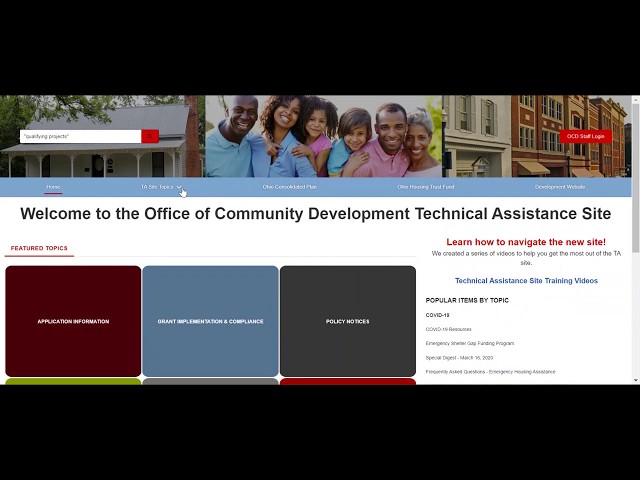 New Office of Community Development Technical Assistance Site: Topics and Sub Articles