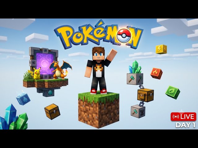 Minecraft ONE BLOCK But With POKEMON! 🔴 DAY 1 - Catching Rare Pokemon!