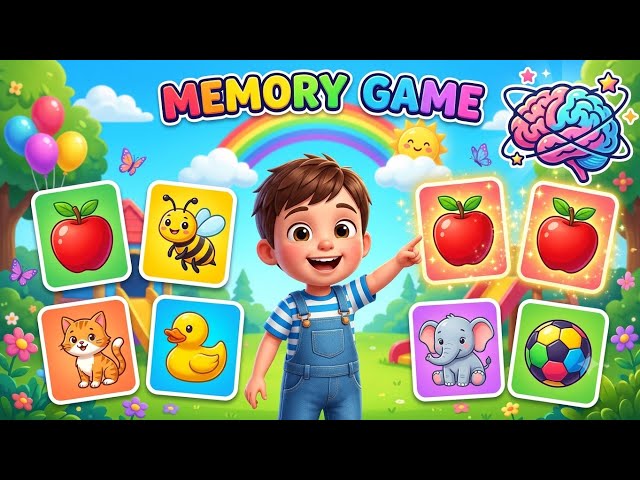Memory Game for Kids 🧠 | Find the Matching Cards | Fun Brain Game for Toddlers & Preschool Learning.