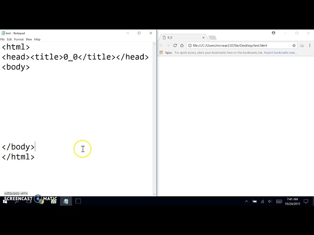 Create a simple HTML webpage using notepad.