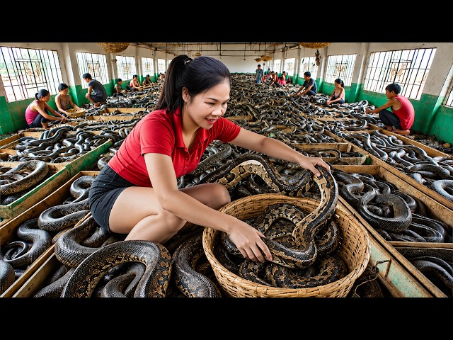 Peaceful Slow Living | Giant Pythons Harvested After 6 Months Of Being Raised | Giant Python Farm