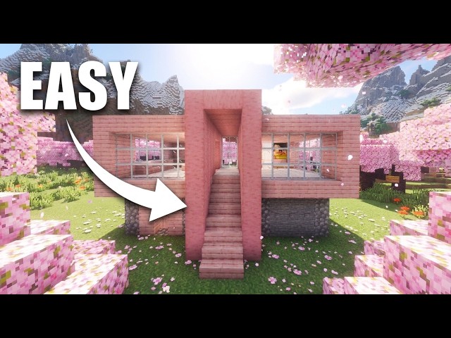 Easy Modern House (Sakura and Stone) | Minecraft