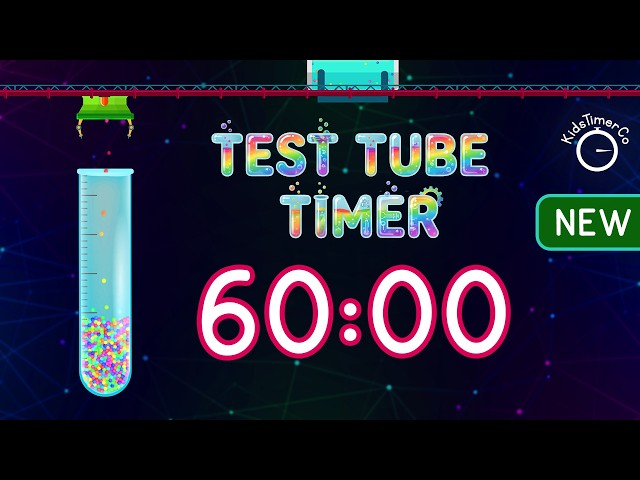 60 Minute Test Tube Timer for Kids Classroom | Colorful Science Visual Timer 🧪